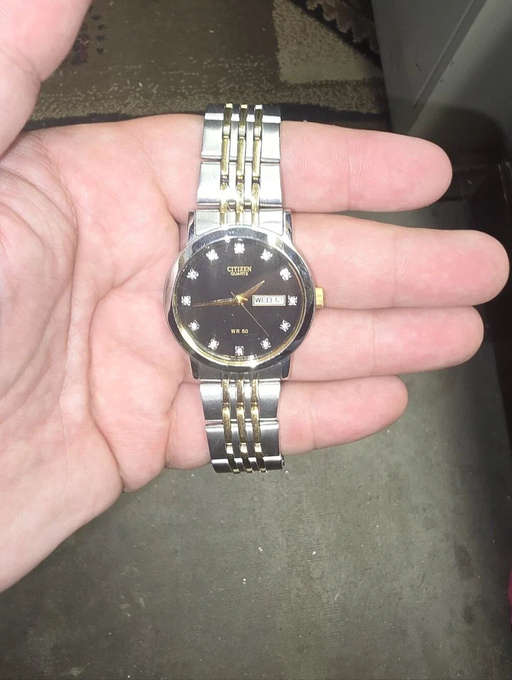 Citizen Two-Tone Black Dial Men’s Watch with Gold Accents
